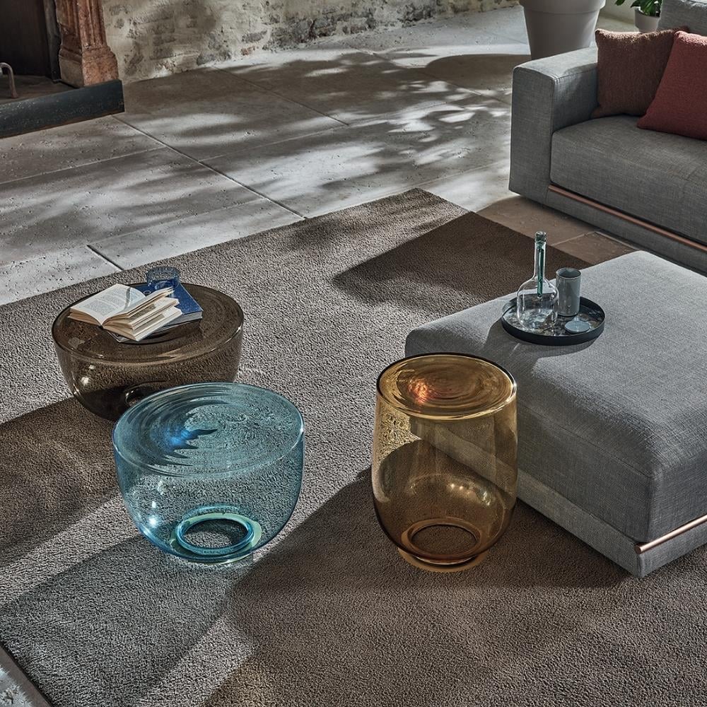 H2O Yan Sehpa (50)-Frame Lacquered Dark Brass (M028)-Vetro Amber (V006)