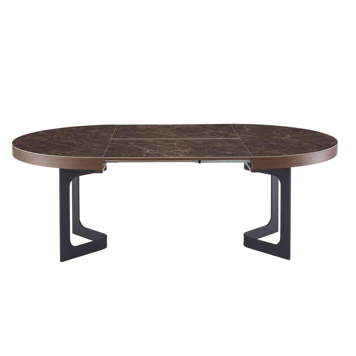 Java Yuvarlak Açılır Yemek Masası-Tabla Emparador Ceramic-Ayak Black Lacquered