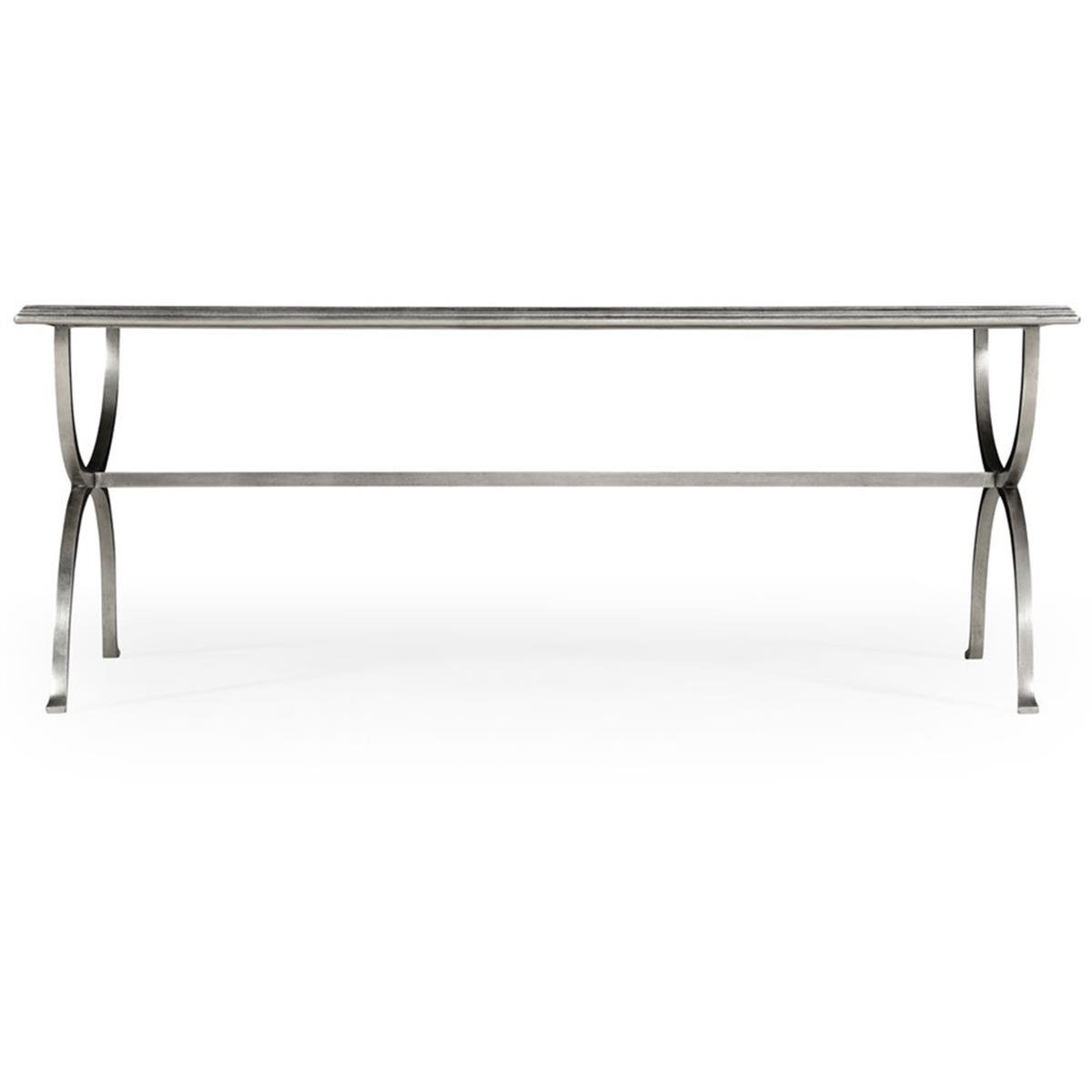 Jc Modern-Luxe Dikdörtgen Orta Sehpa (Gümüş) - Églomisé Ayna Yüzey-Finish-Pai-26-1 (Gilded Antique Silver-leaf)