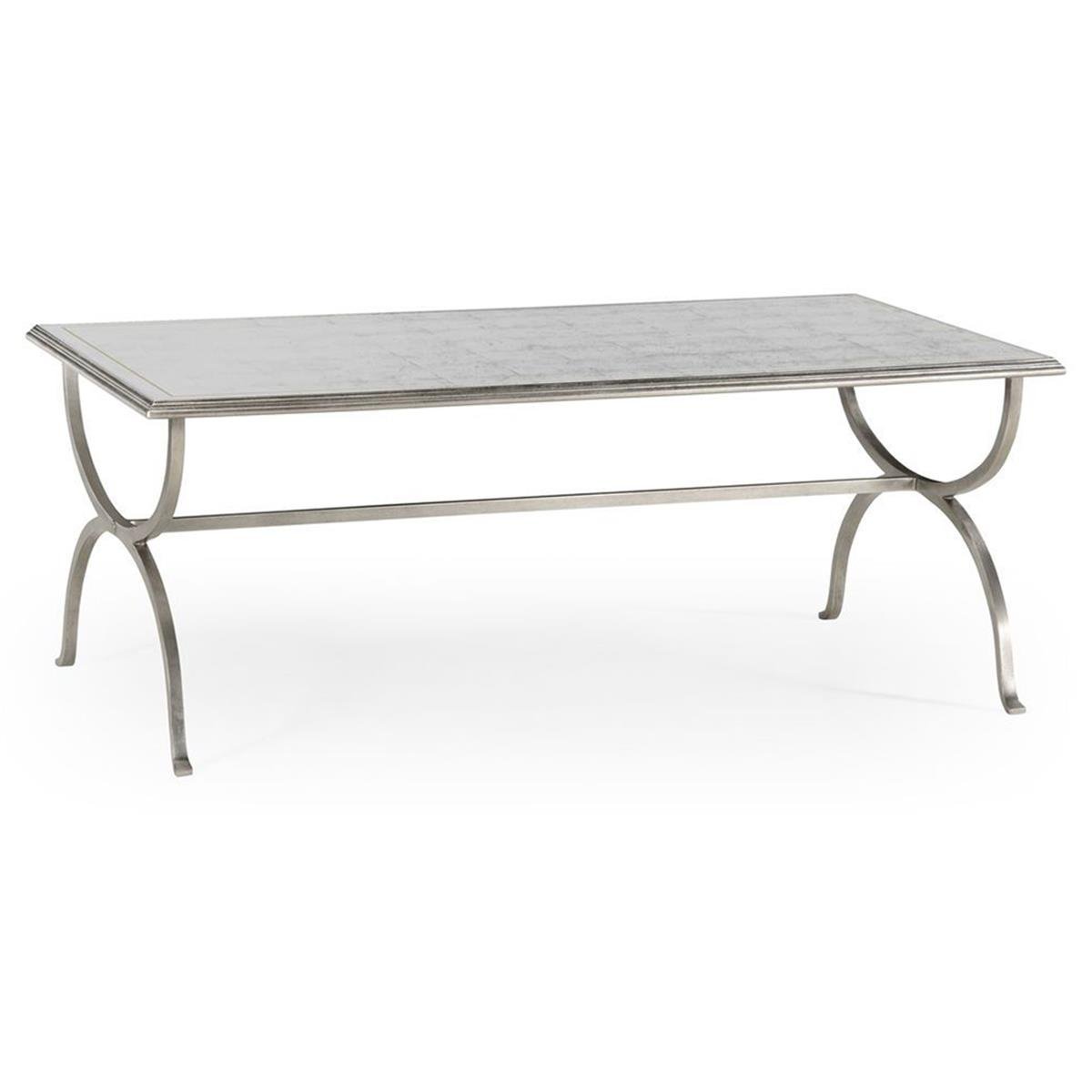 Jc Modern-Luxe Dikdörtgen Orta Sehpa (Gümüş) - Églomisé Ayna Yüzey-Finish-Pai-26-1 (Gilded Antique Silver-leaf)