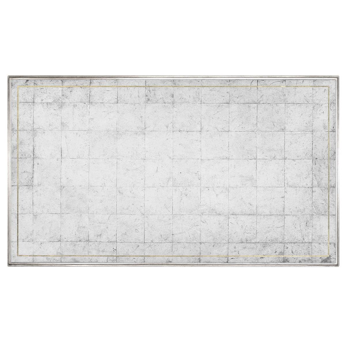 Jc Modern-Luxe Dikdörtgen Orta Sehpa (Gümüş) - Églomisé Ayna Yüzey-Finish-Pai-26-1 (Gilded Antique Silver-leaf)
