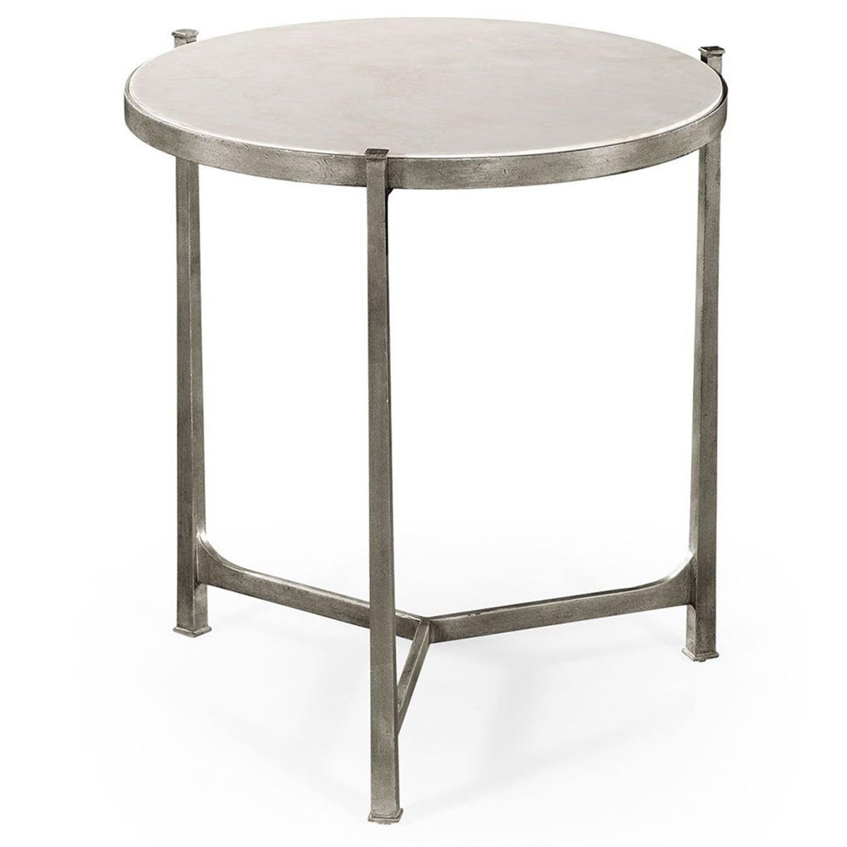 Jc Modern-Luxe Yuvarlak Yan Sehpa - Medium - Finish-Pai-26-1 (Gilded Antique Silver-leaf)