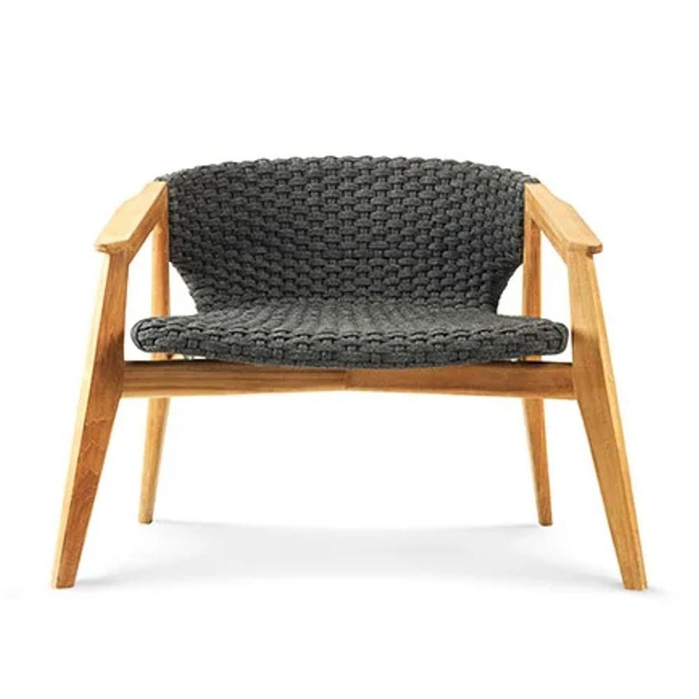 Knit Alçak Sırtlı Koltuk-Teak-Rope Lava Grey-(Sunbrella Minder Dahil)