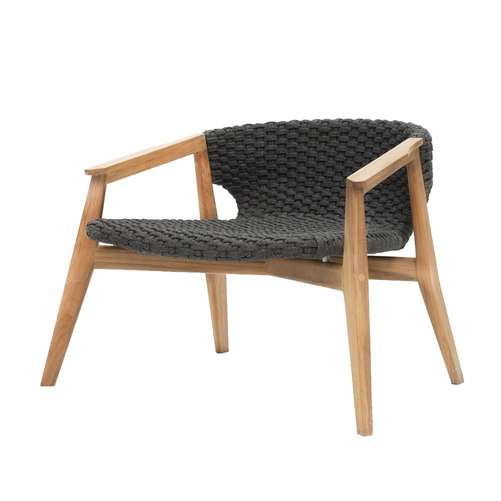 Knit Alçak Sırtlı Koltuk-Teak-Rope Lava Grey-(Sunbrella Minder Dahil)
