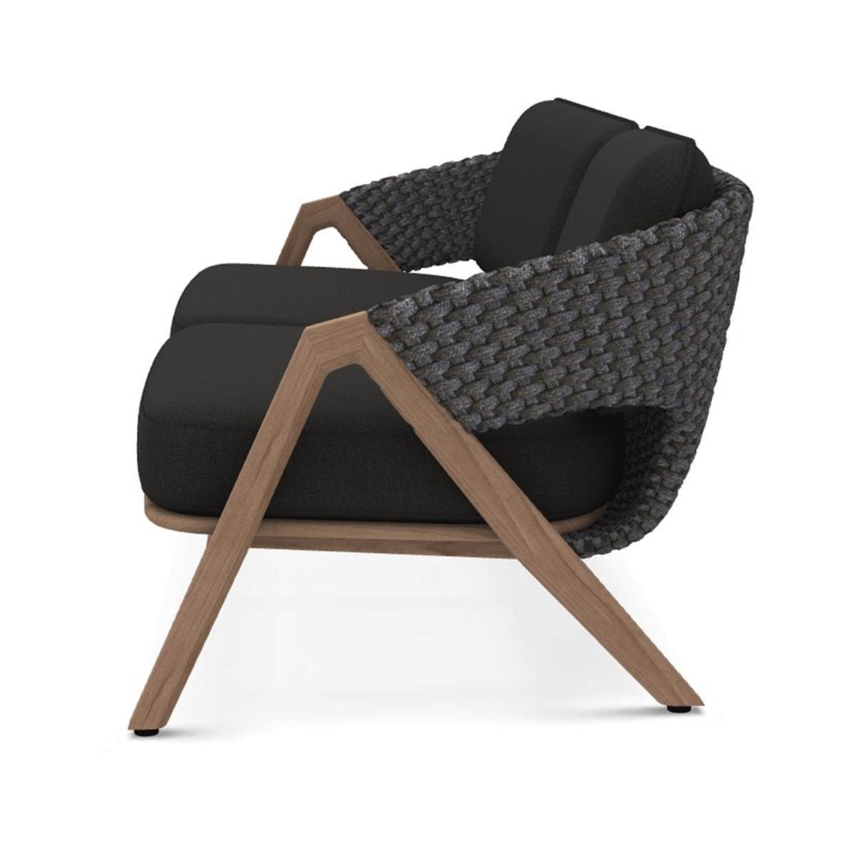 Knit Üçlü Kanepe-İskelet Teak-Rope Lava Grey-(Sunbrella Minder Dahil)