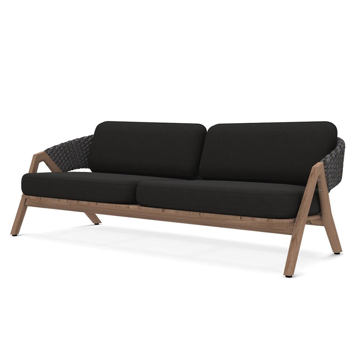 Knit Üçlü Kanepe-İskelet Teak-Rope Lava Grey-(Sunbrella Minder Dahil)