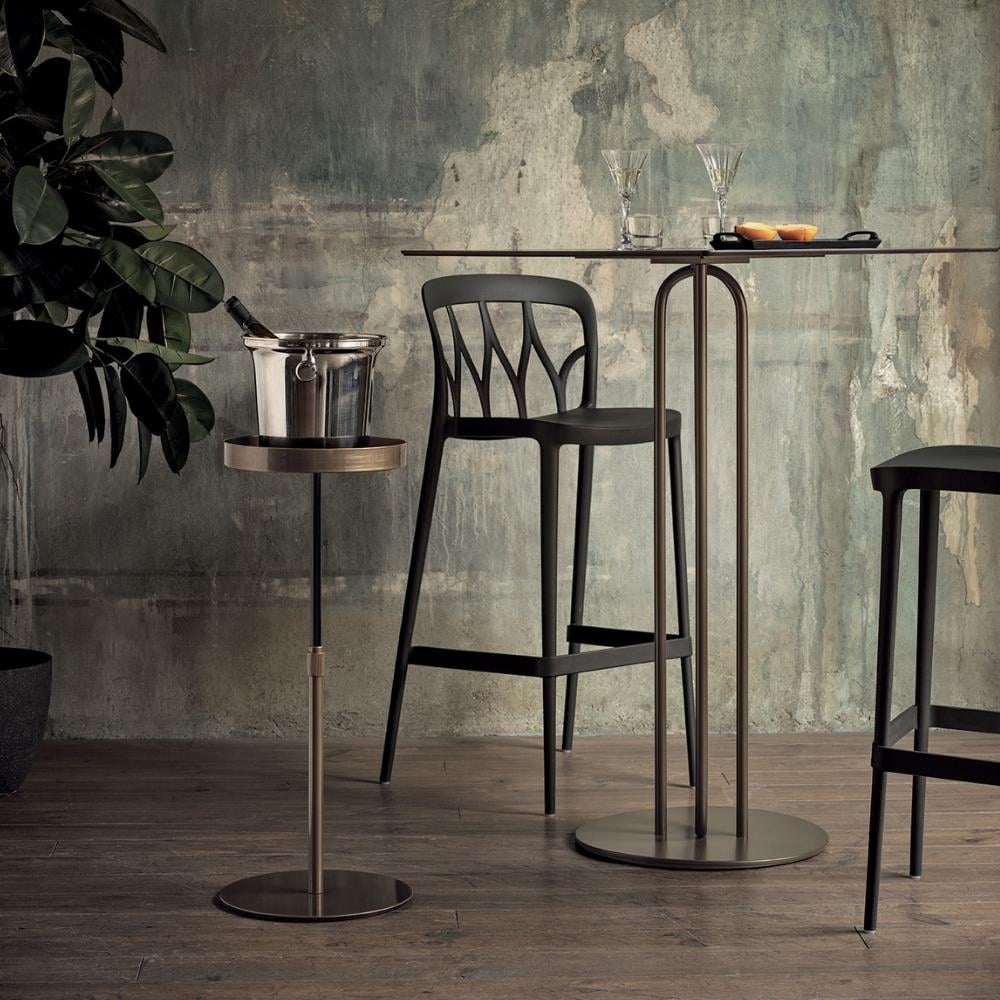 Lift Yan Sehpa-Frame Lacquered Rose (M329)-Internal Frame Lacquered Gloss Black (M055S)-Top Velvet Matt Anthracite Glass (C183S)