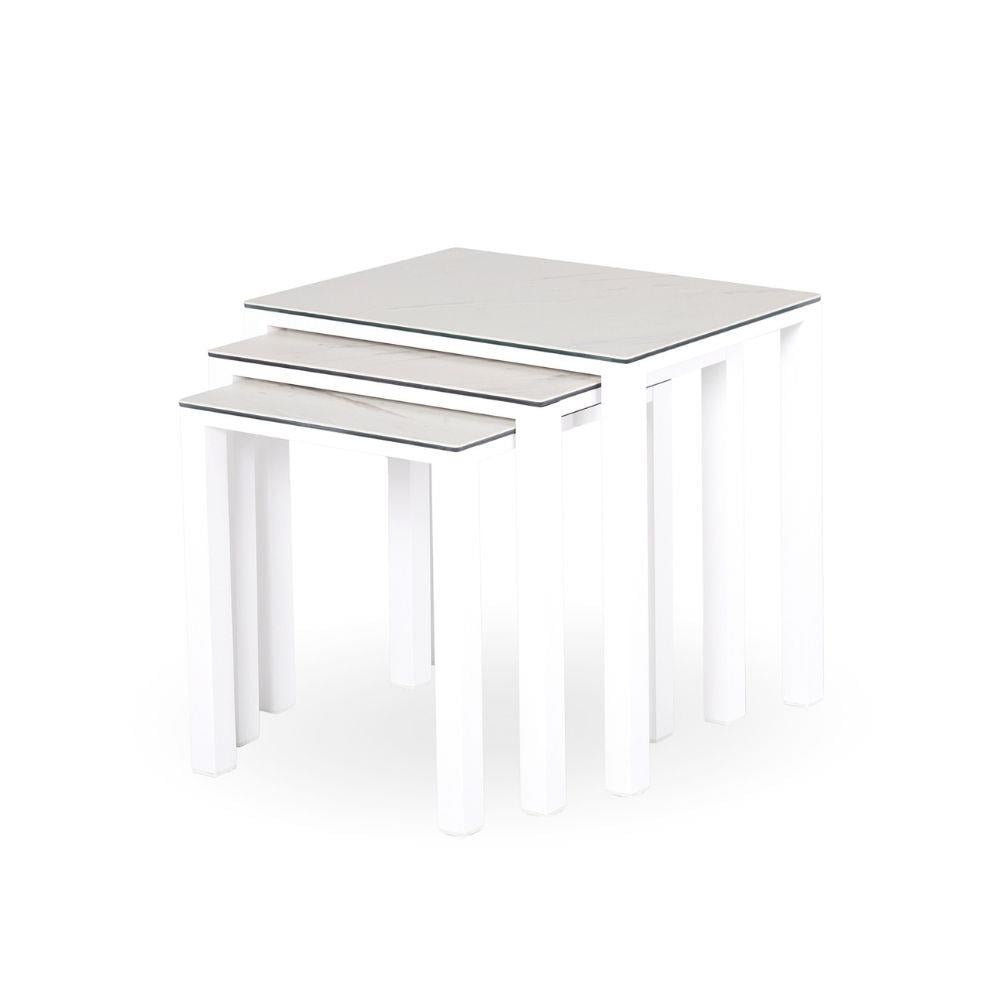 Metal Zigon Sehpa 3 lü set -45x45 cm-Beyaz