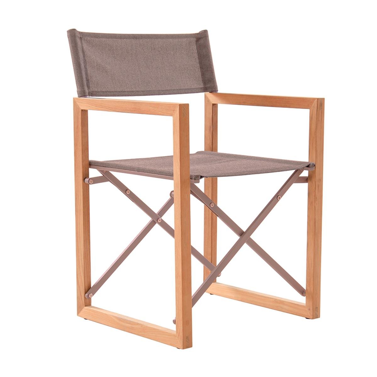 Milan Director Sandalye - Teak + Alum: Taupe + Fabric: Sand - 54x53xh85 cm