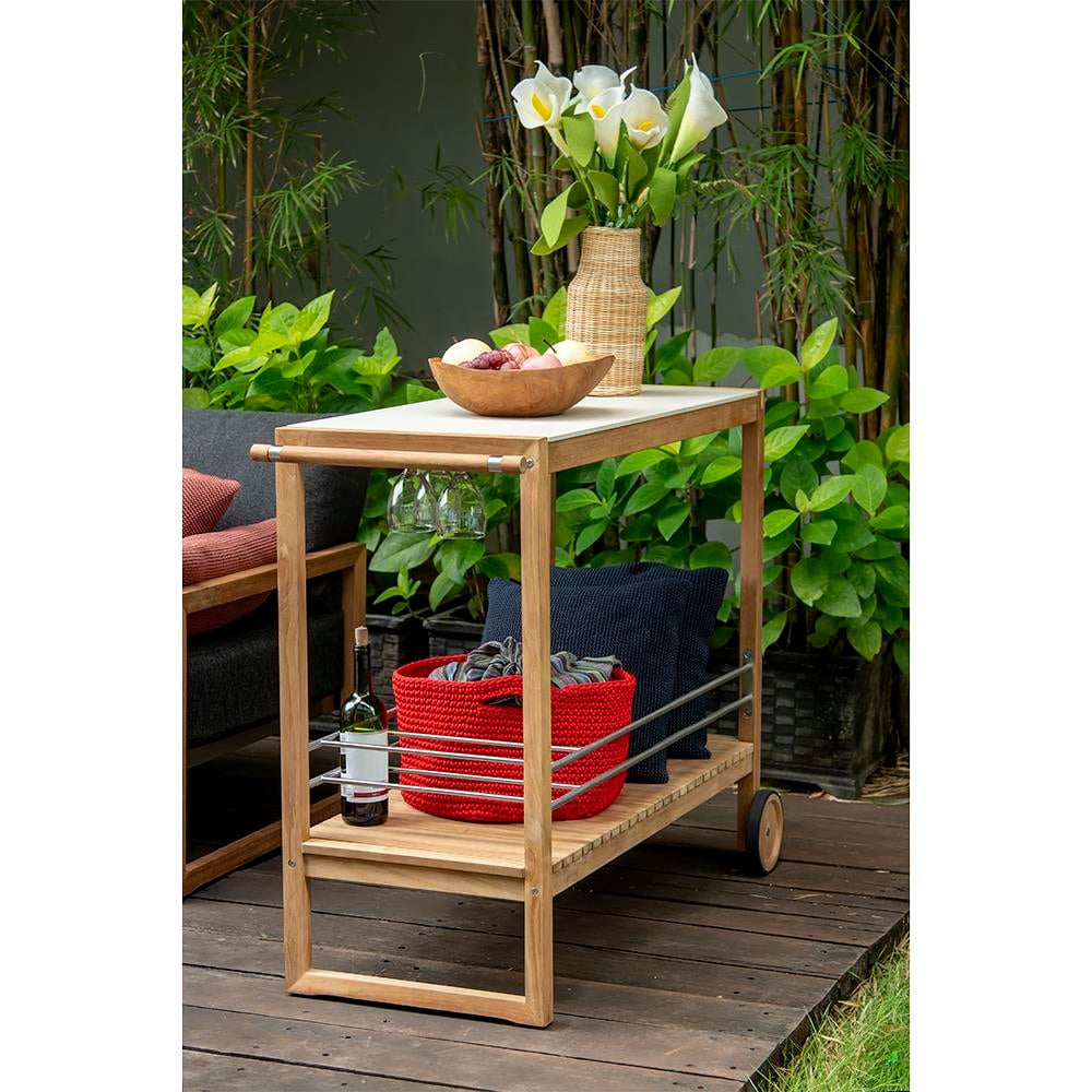Milan Servis Arabası-Teak-Chalk Ceramic