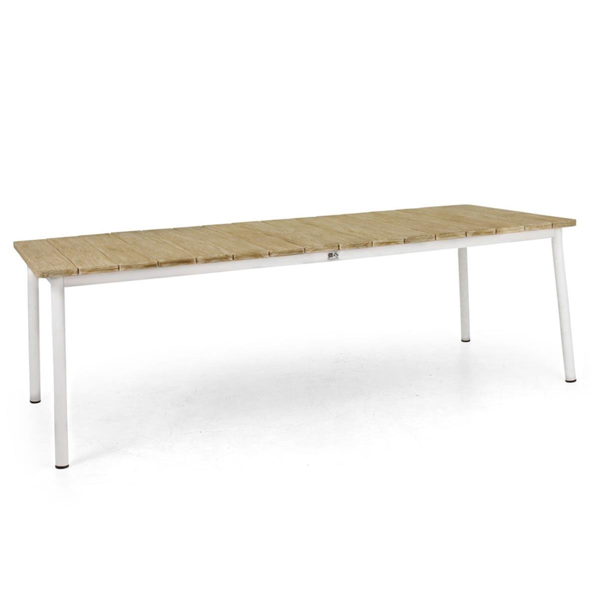 Milou Yemek Masası-Top Teak-Leg White Aliminum