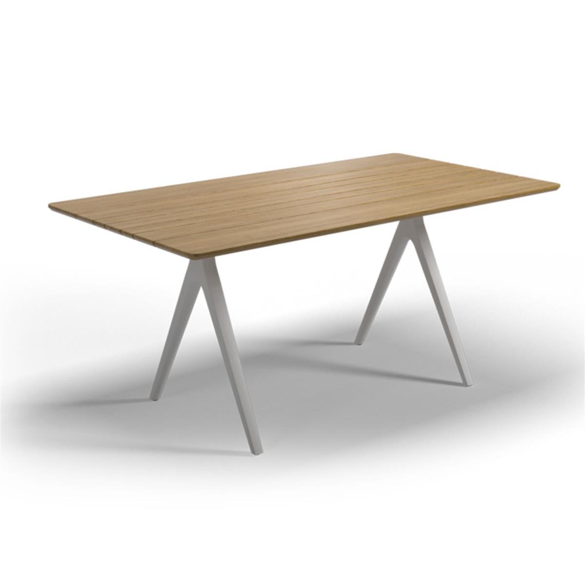 Split Dikdörtgen Yemek Masası (170 cm)-İskelet White-Tabla Buffed Teak