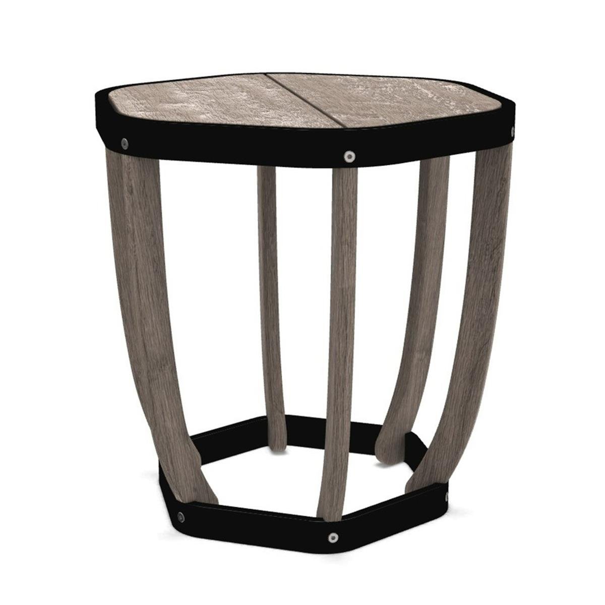 Swing Yan Sehpa (50)-İskelet Pickled Teak-Alu Sepia Black Sepia
