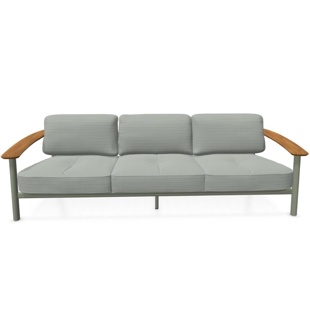 Twins Üçlü Kanepe-Grey Green (37)-Teak-(6047)-(Minder Hariç)