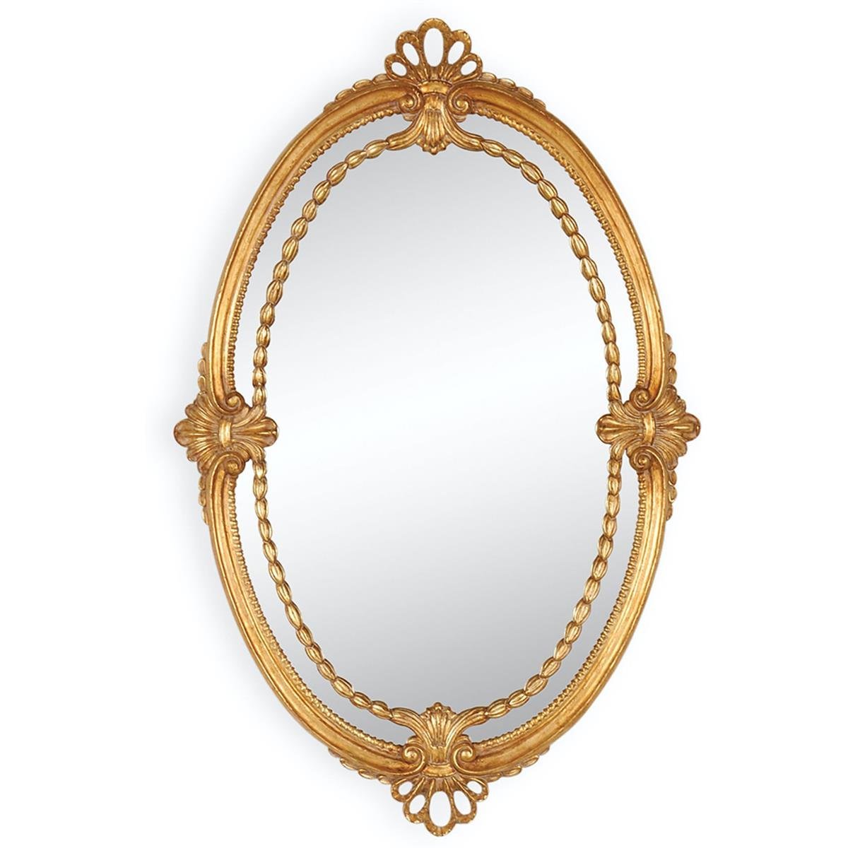 Versailles Oval Ayna - Neo-Classical Adam Style - Finish-Pai-04-4 (Light Antique Gold-leaf with Carved Floral Detail)
