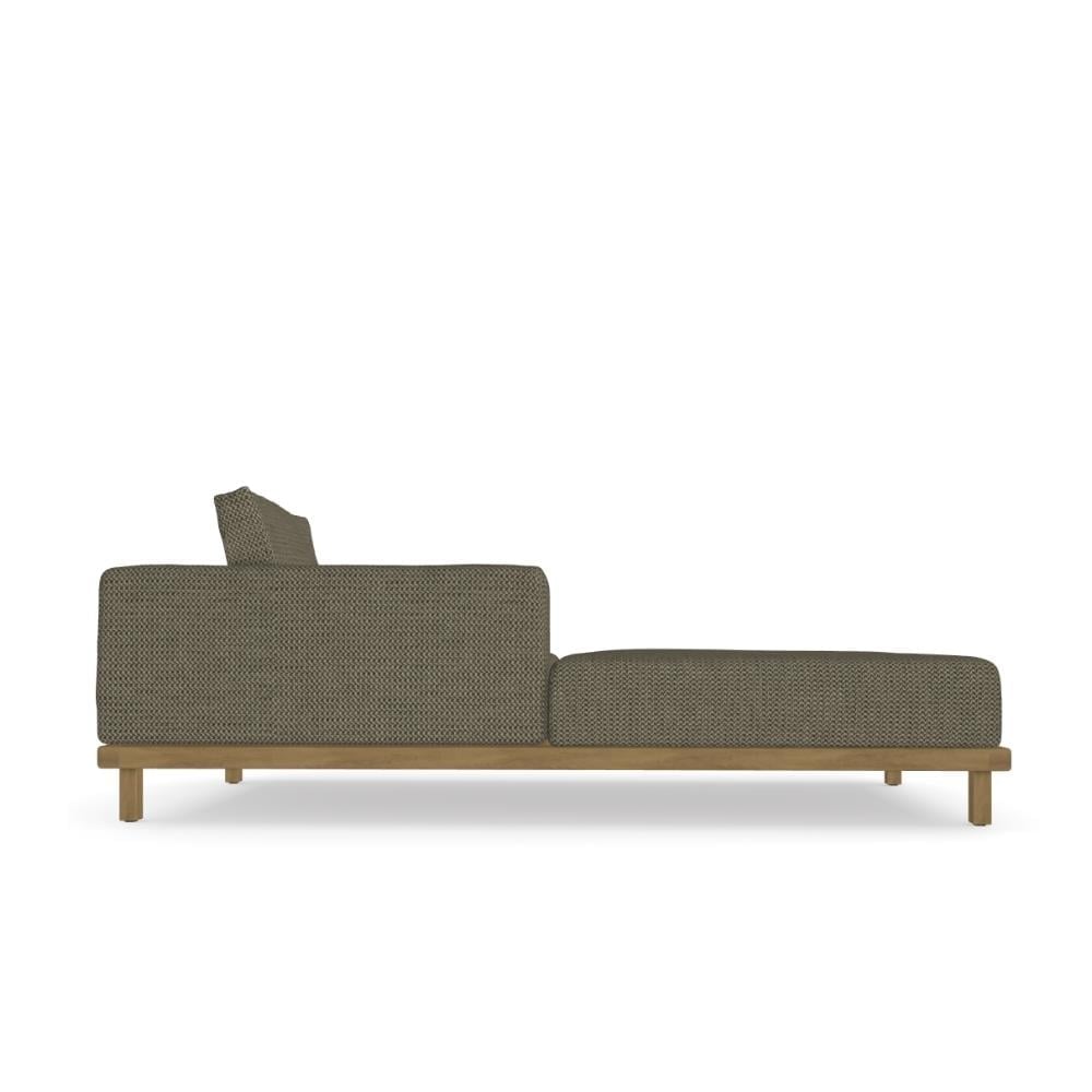 Vis a Vis Sağ Alçak Kollu Teak Kanepe  - Sırt ve Oturum Minderi Rustic Weave Dark Grey E kategori