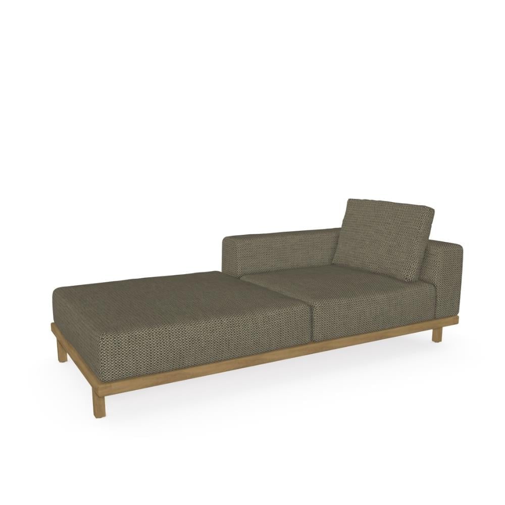 Vis a Vis Sağ Alçak Kollu Teak Kanepe  - Sırt ve Oturum Minderi Rustic Weave Dark Grey E kategori