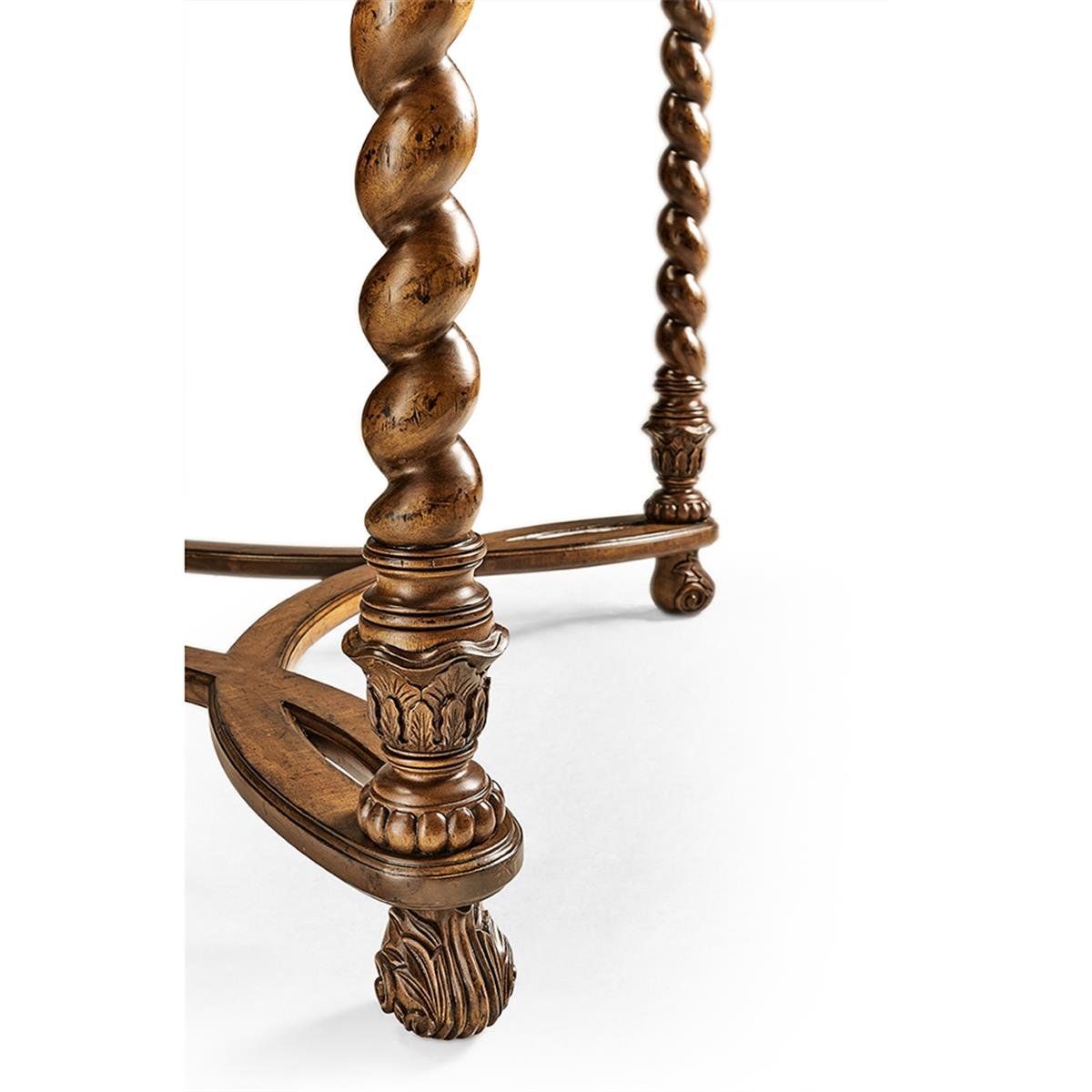 Windsor Yuvarlak Masa - Desenli Cam Yüzey - Finish-Wal-02-1 (Medium Walnut)