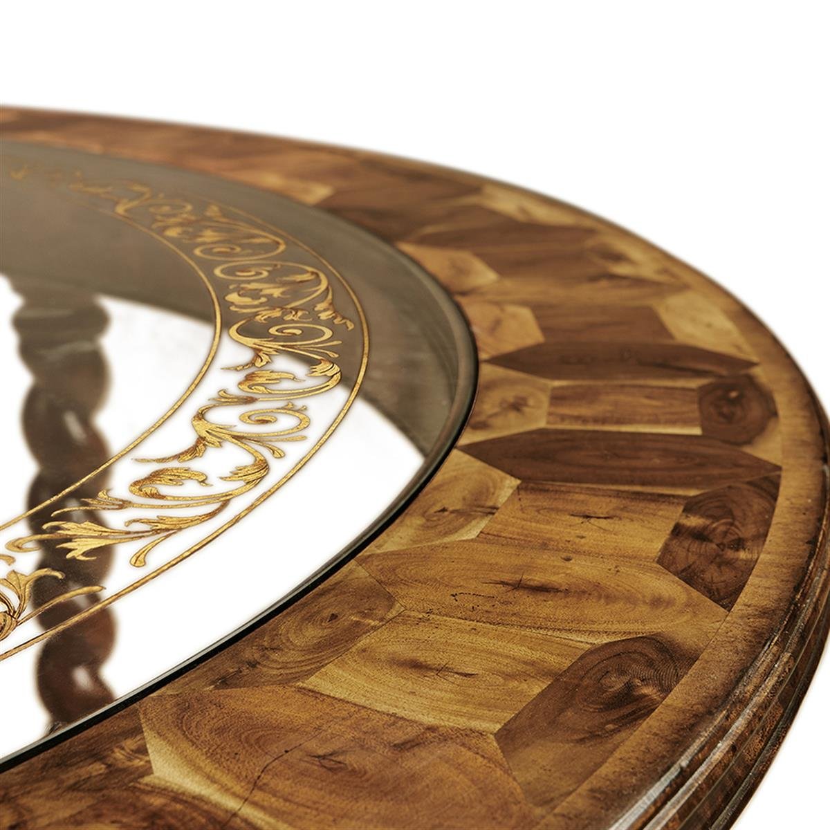 Windsor Yuvarlak Masa - Desenli Cam Yüzey - Finish-Wal-02-1 (Medium Walnut)