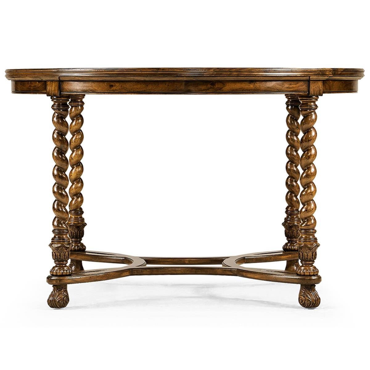 Windsor Yuvarlak Masa - Desenli Cam Yüzey - Finish-Wal-02-1 (Medium Walnut)