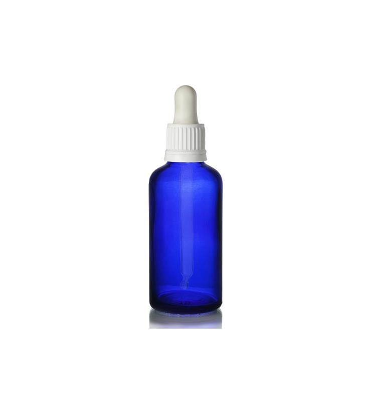 DAMLALIKLI MAVİ CAM ŞİŞE 50 ML