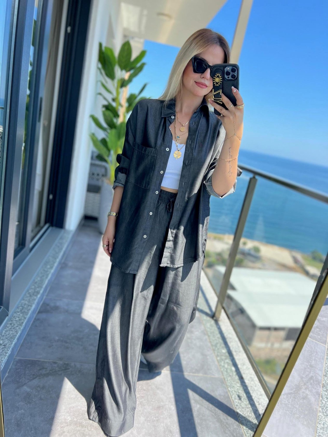 0528 Denim Gömlek Pantolon Takım ANTRESİT
