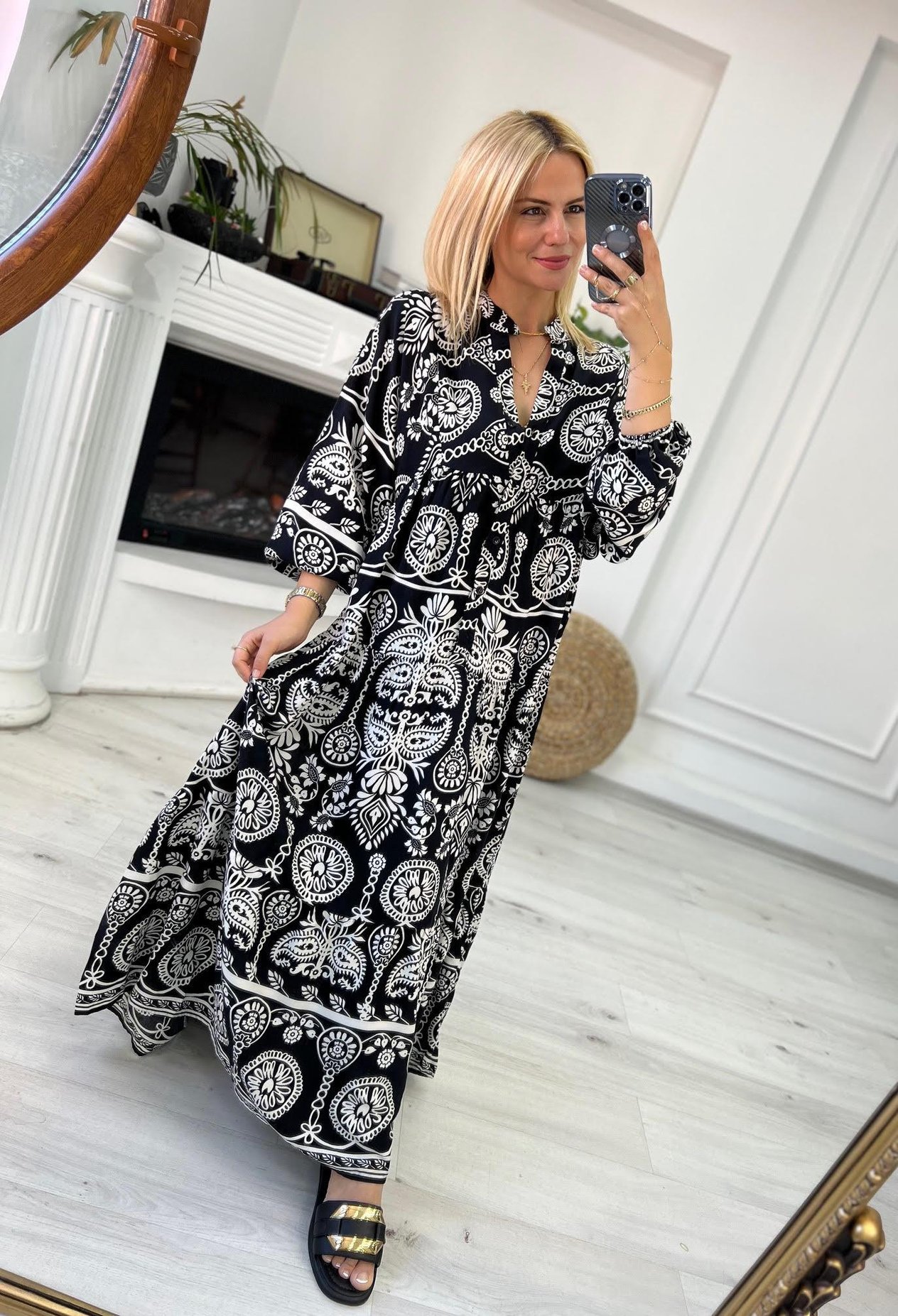 056 Katleya Model Elbise SİYAH
