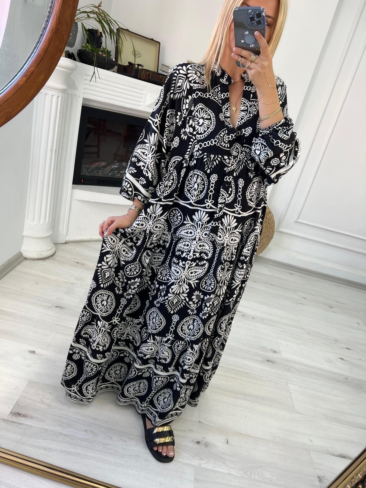 056 Katleya Model Elbise SİYAH