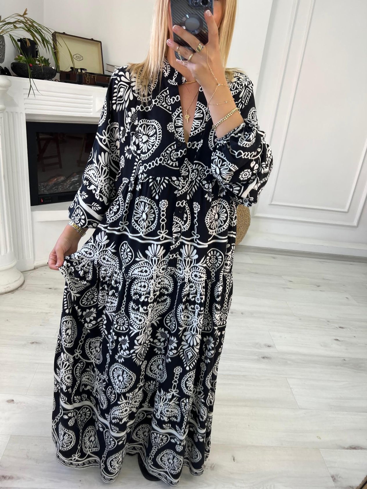 056 Katleya Model Elbise SİYAH