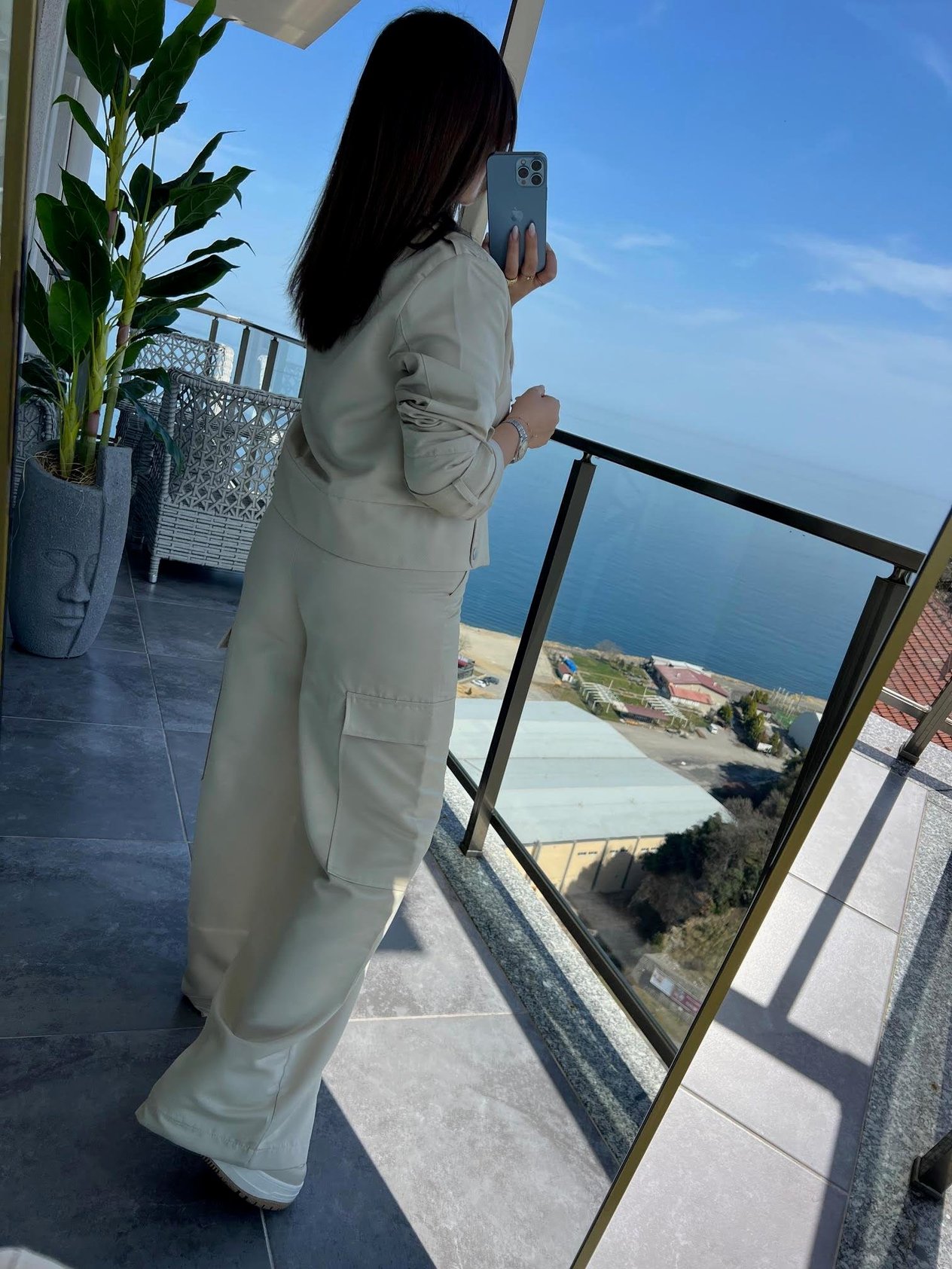 0655 Oversize Biker Ceket Pantolon Takım TAŞ