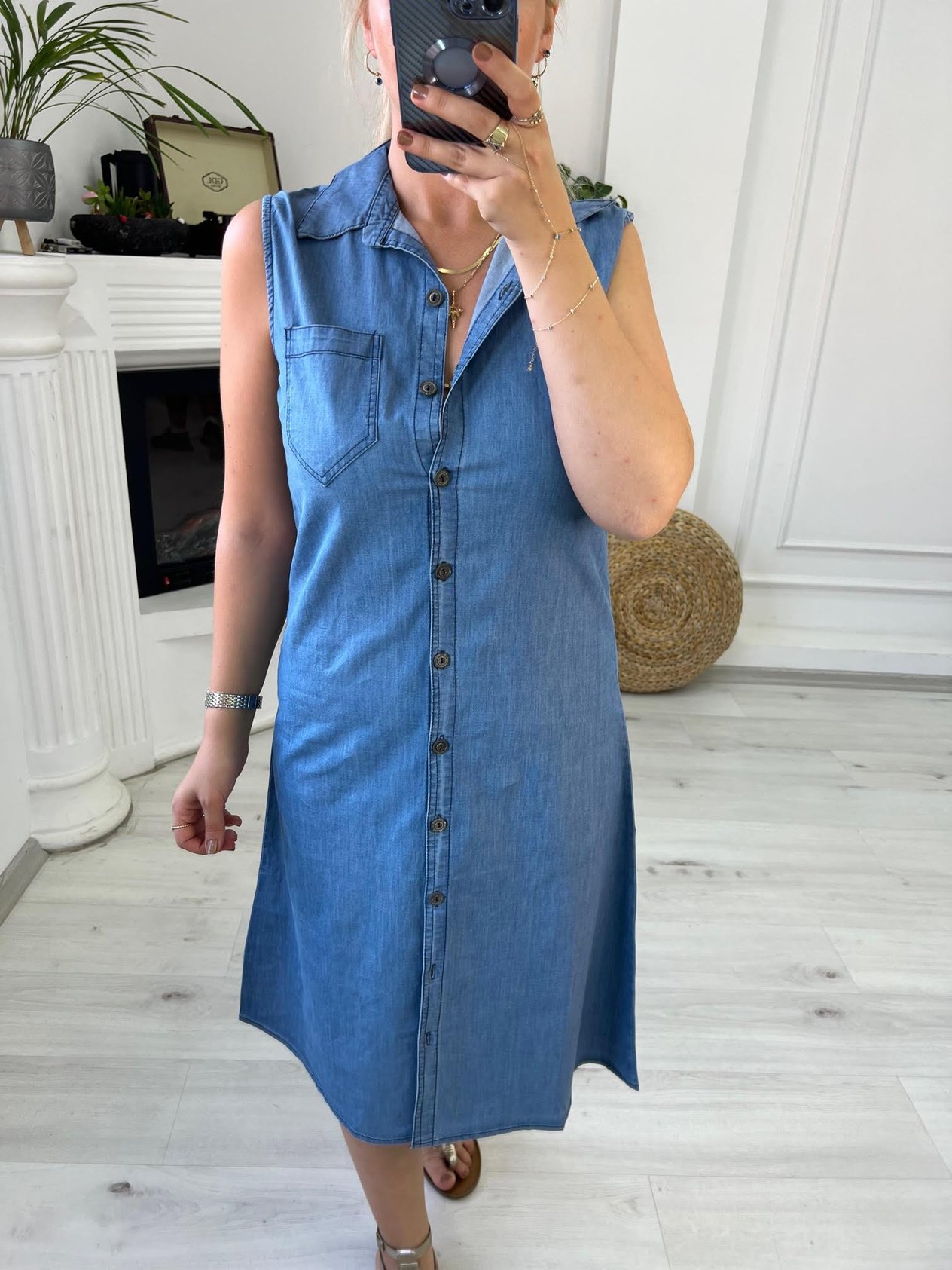 120 Tencel Kolsuz Elbise MAVİ