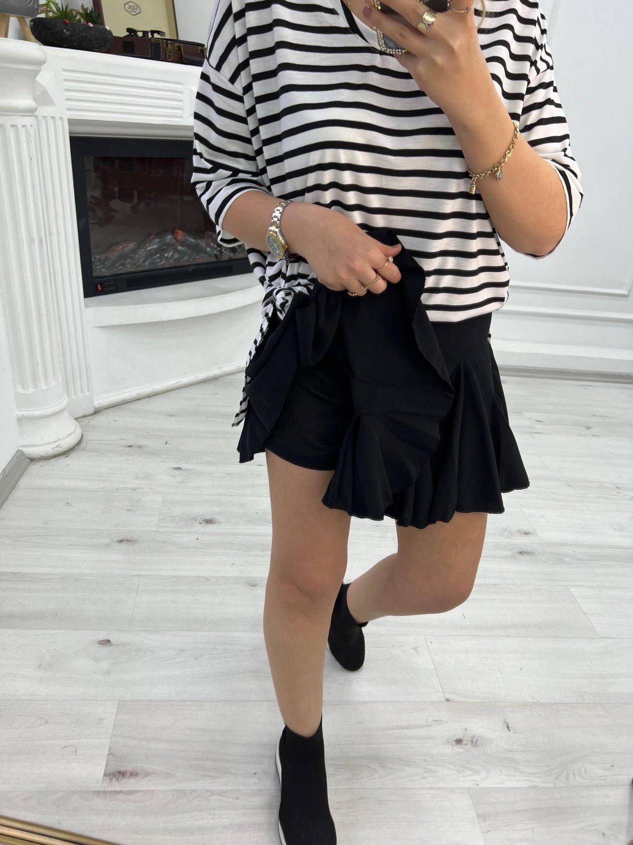 27501 Mini Volanlı Etek SİYAH