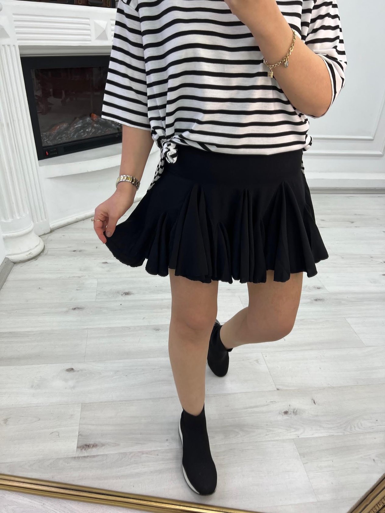 27501 Mini Volanlı Etek SİYAH