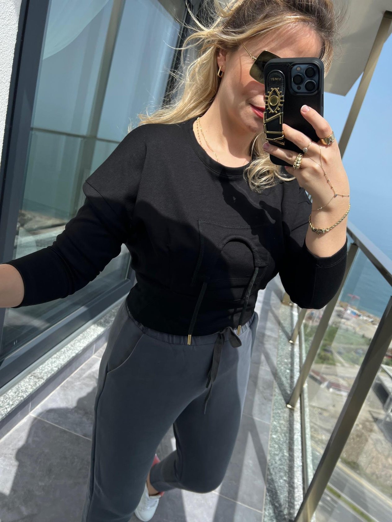 28273 Tasarım Bluz SİYAH