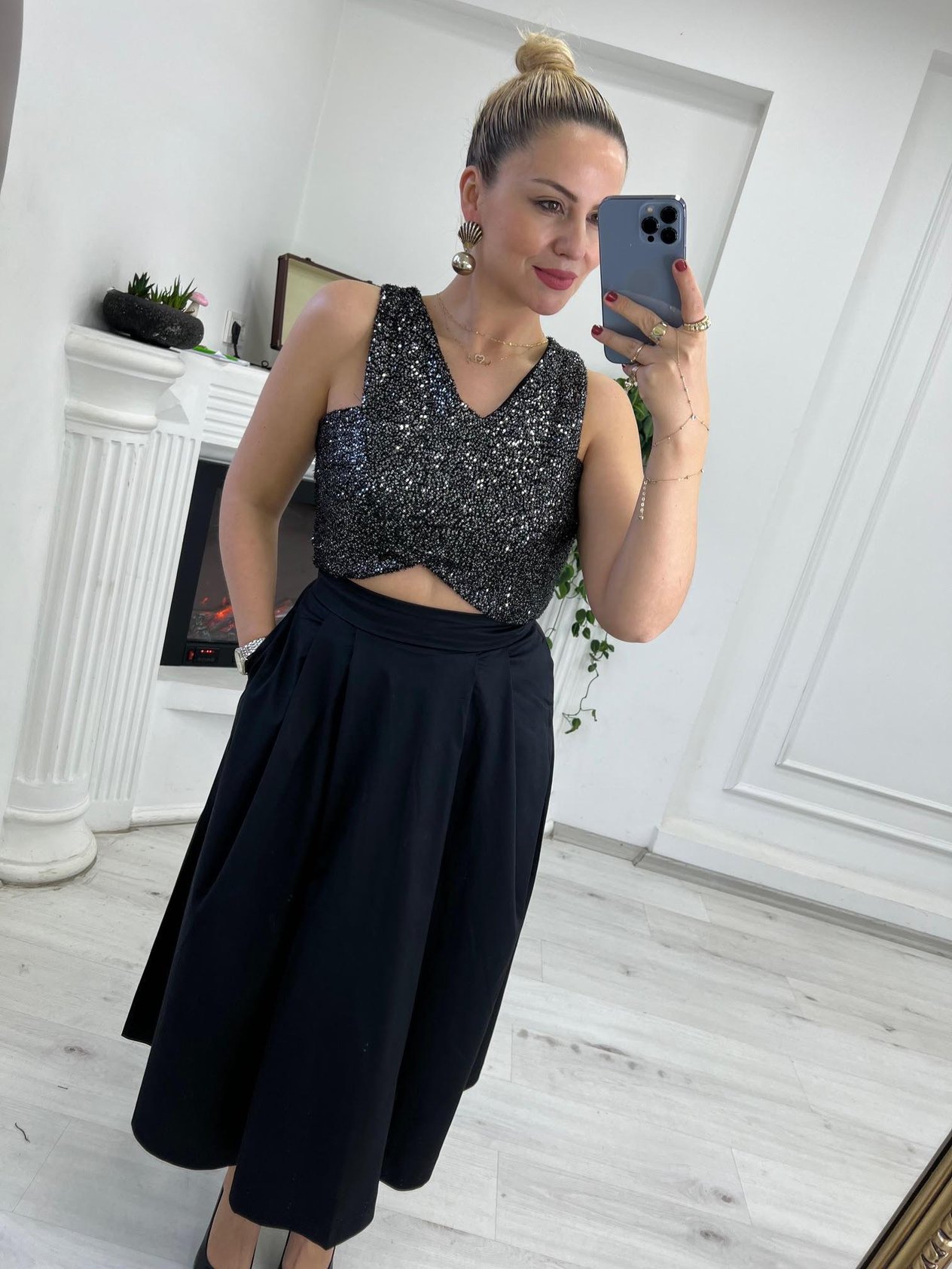 28277 Payetli Büstiyer SİYAH