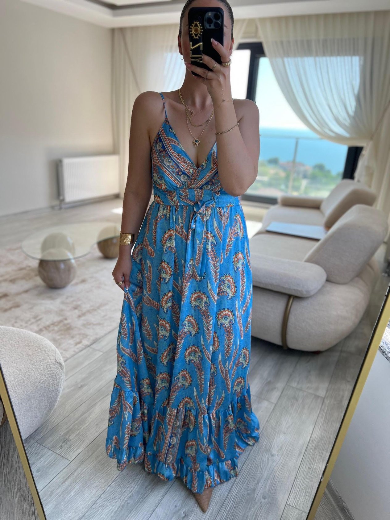 36095 Saten Elbise MAVİ