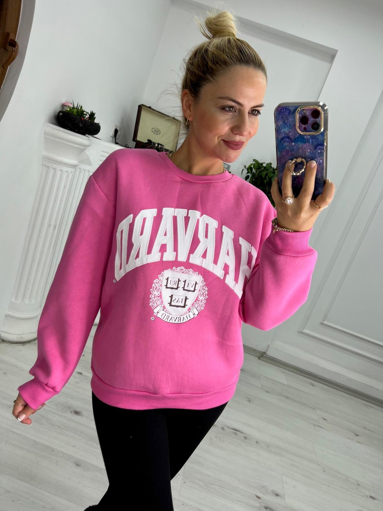 5015 Baskılı Sweat PUDRA