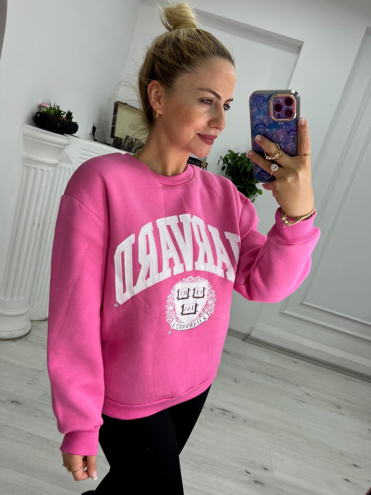 5015 Baskılı Sweat PUDRA