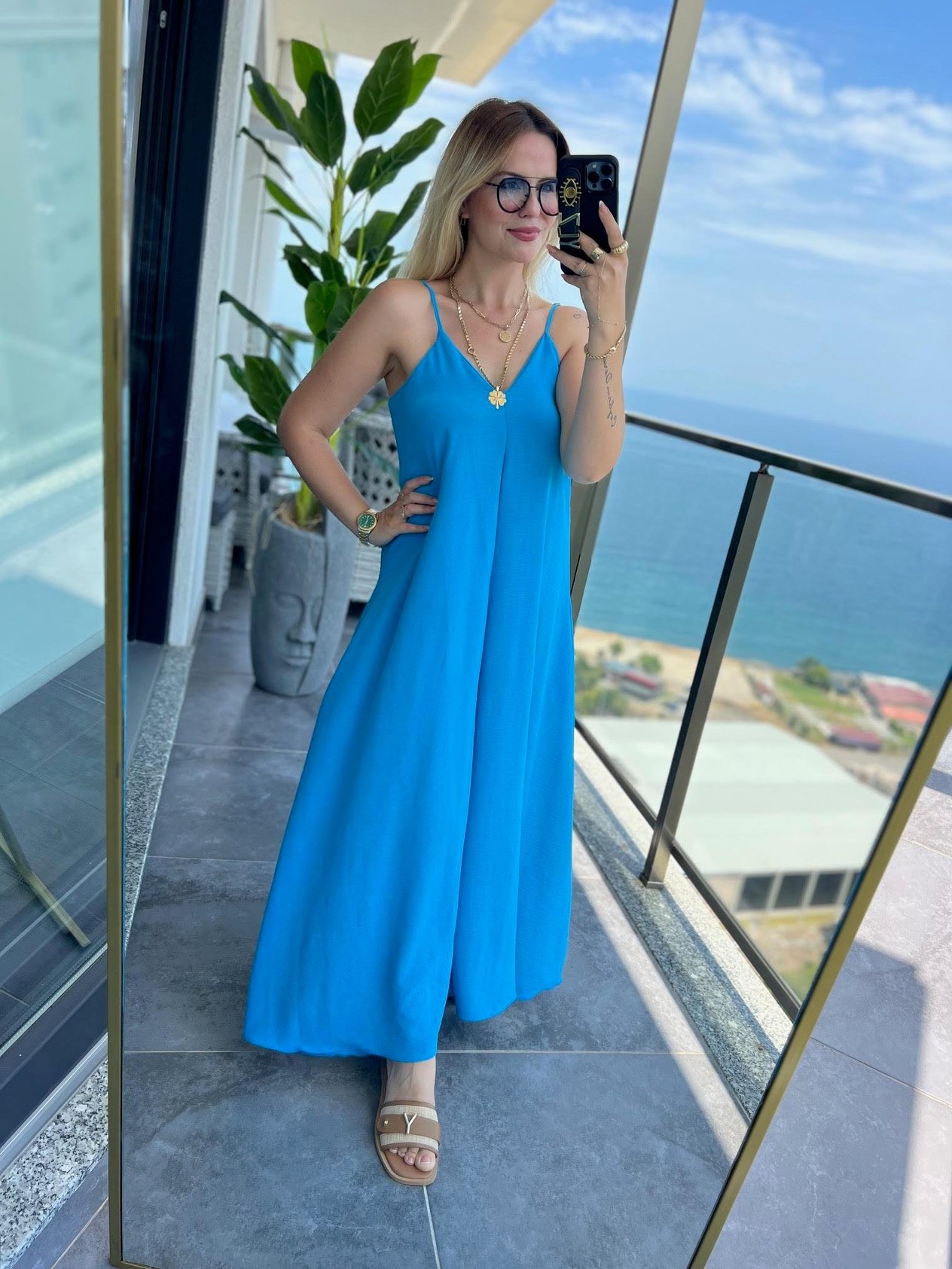 610 Askılı Elbise MAVİ