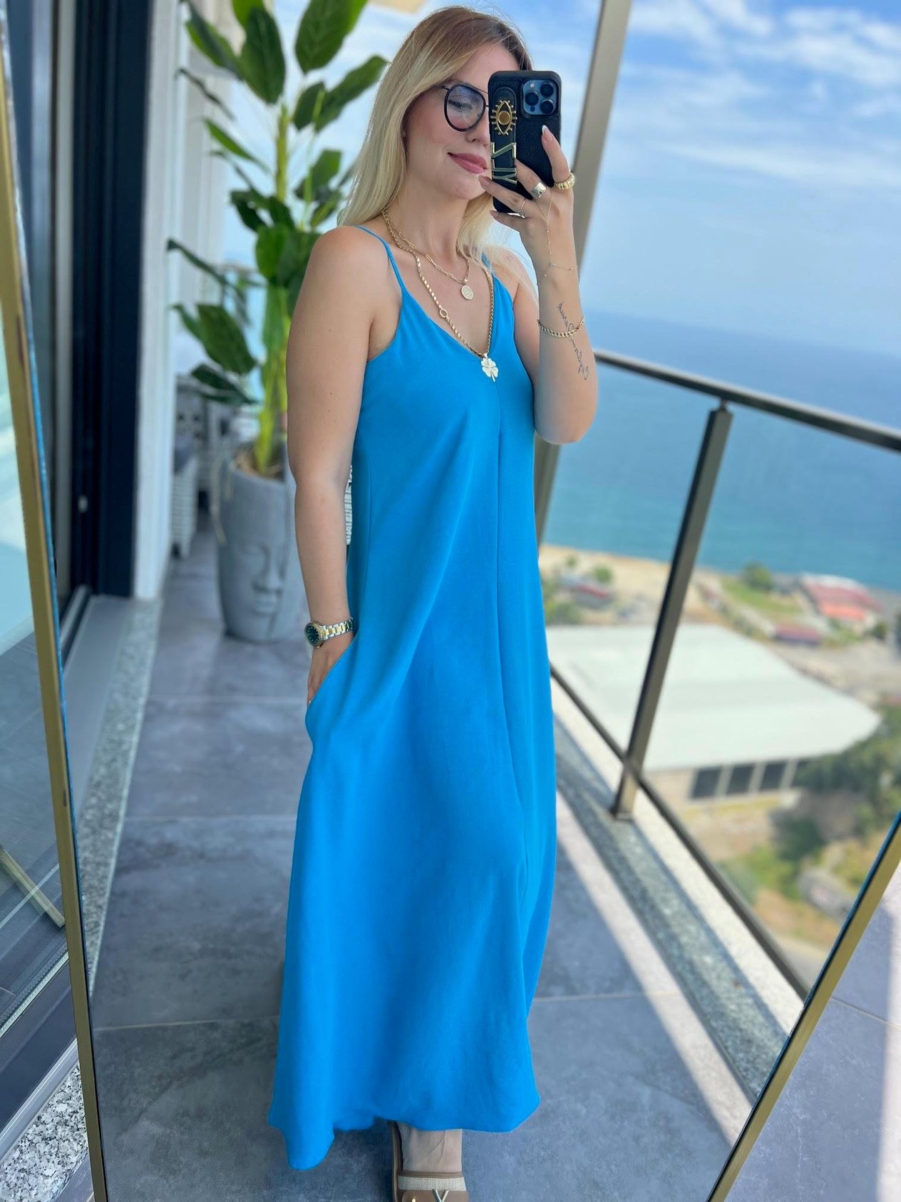 610 Askılı Elbise MAVİ
