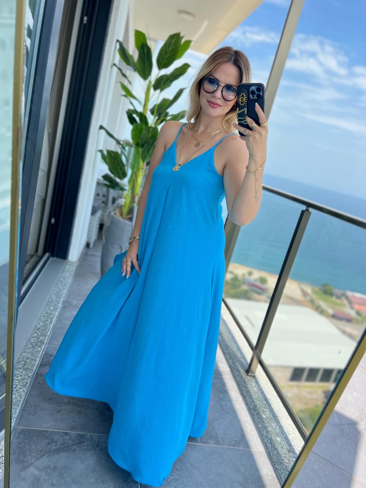 610 Askılı Elbise MAVİ