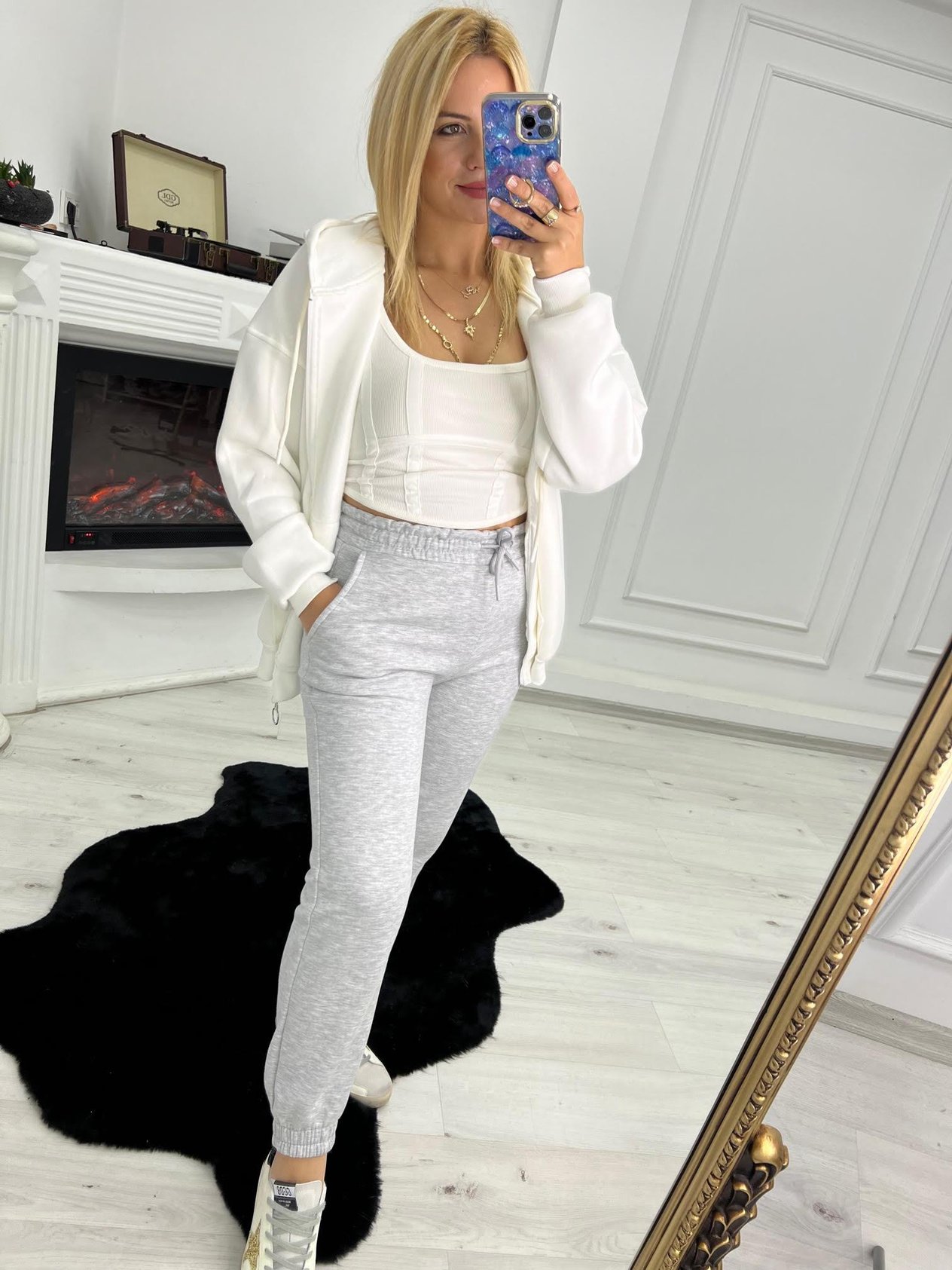 7012 Bel Paça Lastikli Pantolon GRİ