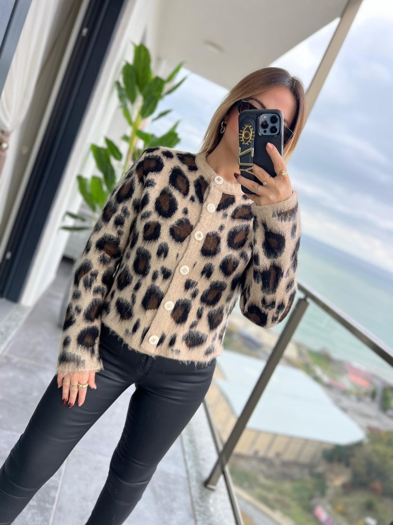 7596 Şardonlu Leopar Hırka LEOPAR