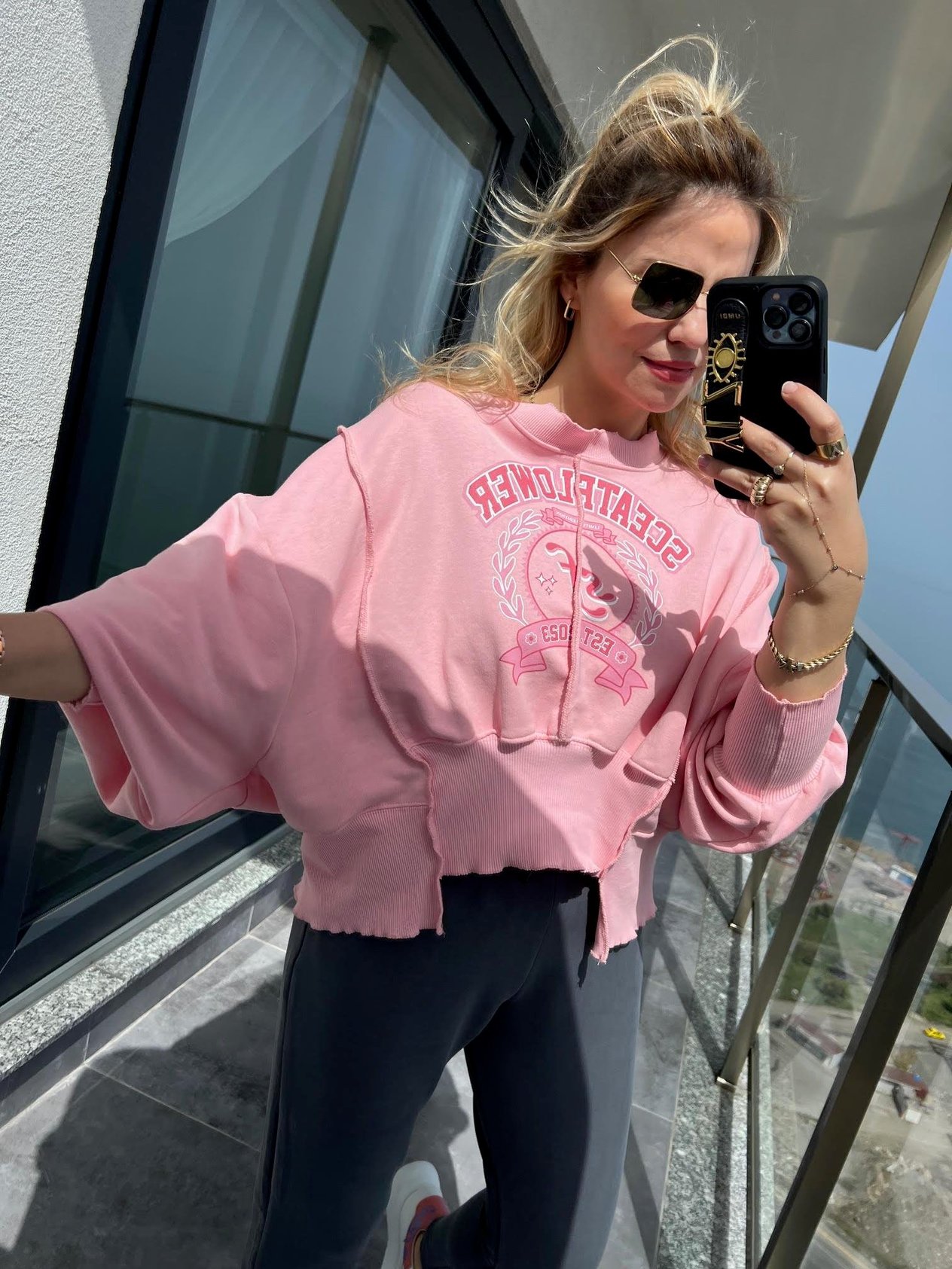 7828 Yarasa Kol Sweat PEMBE