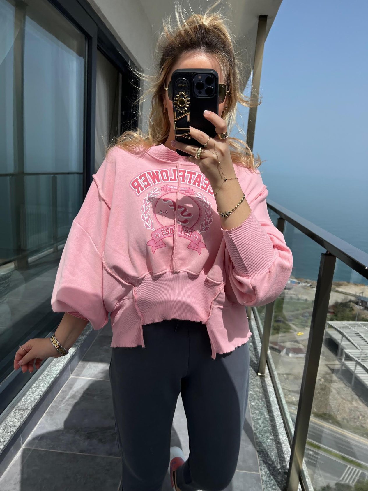 7828 Yarasa Kol Sweat PEMBE