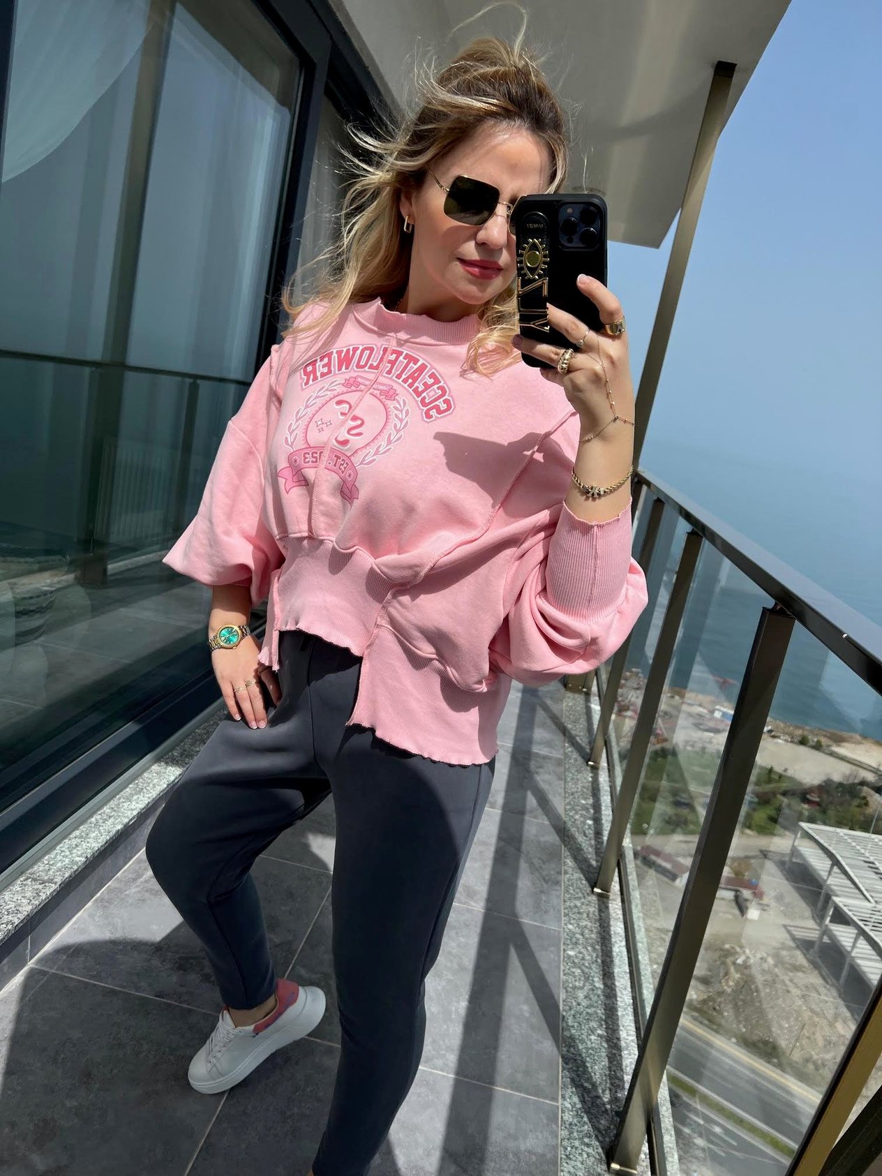7828 Yarasa Kol Sweat PEMBE