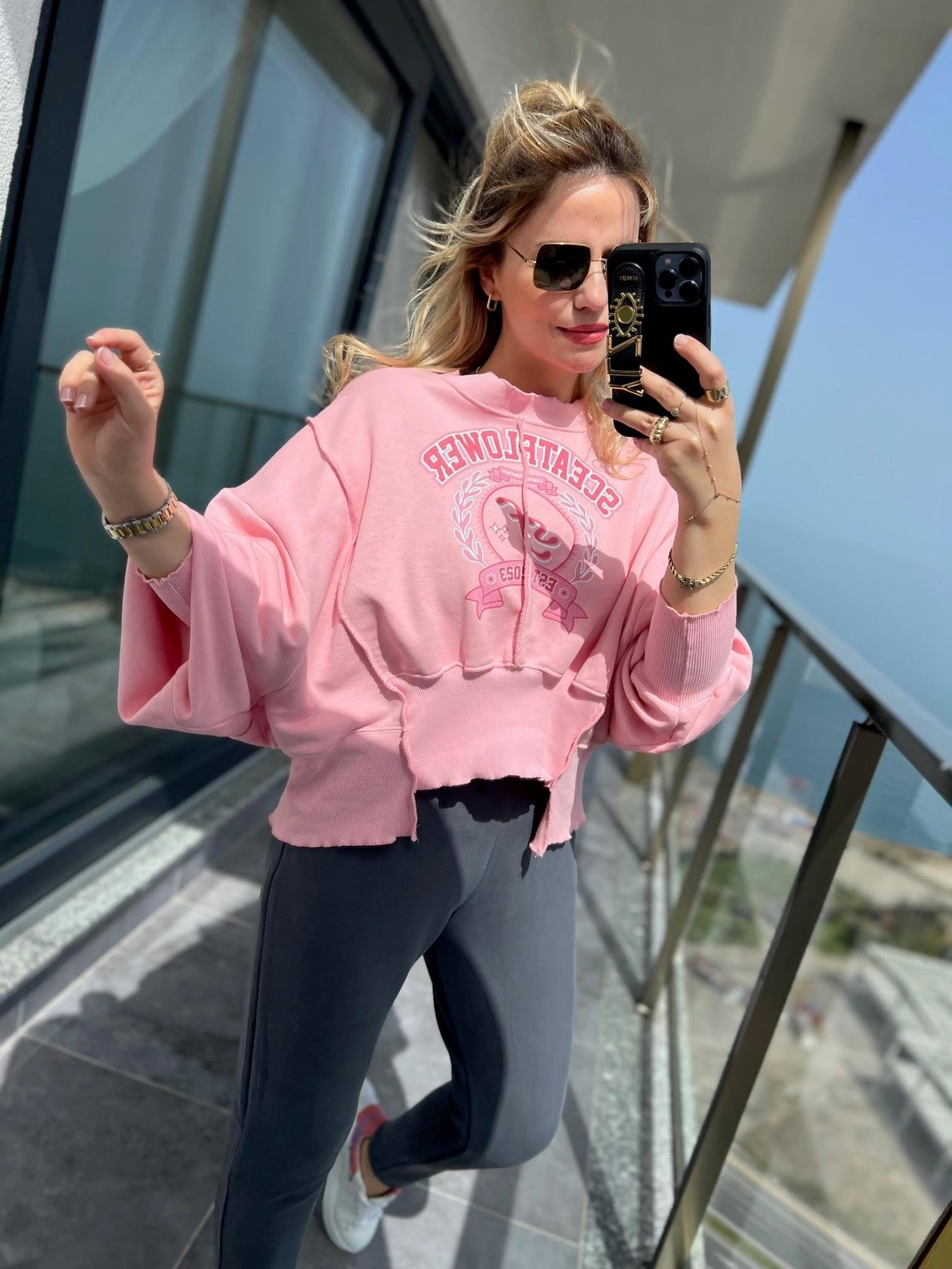 7828 Yarasa Kol Sweat PEMBE