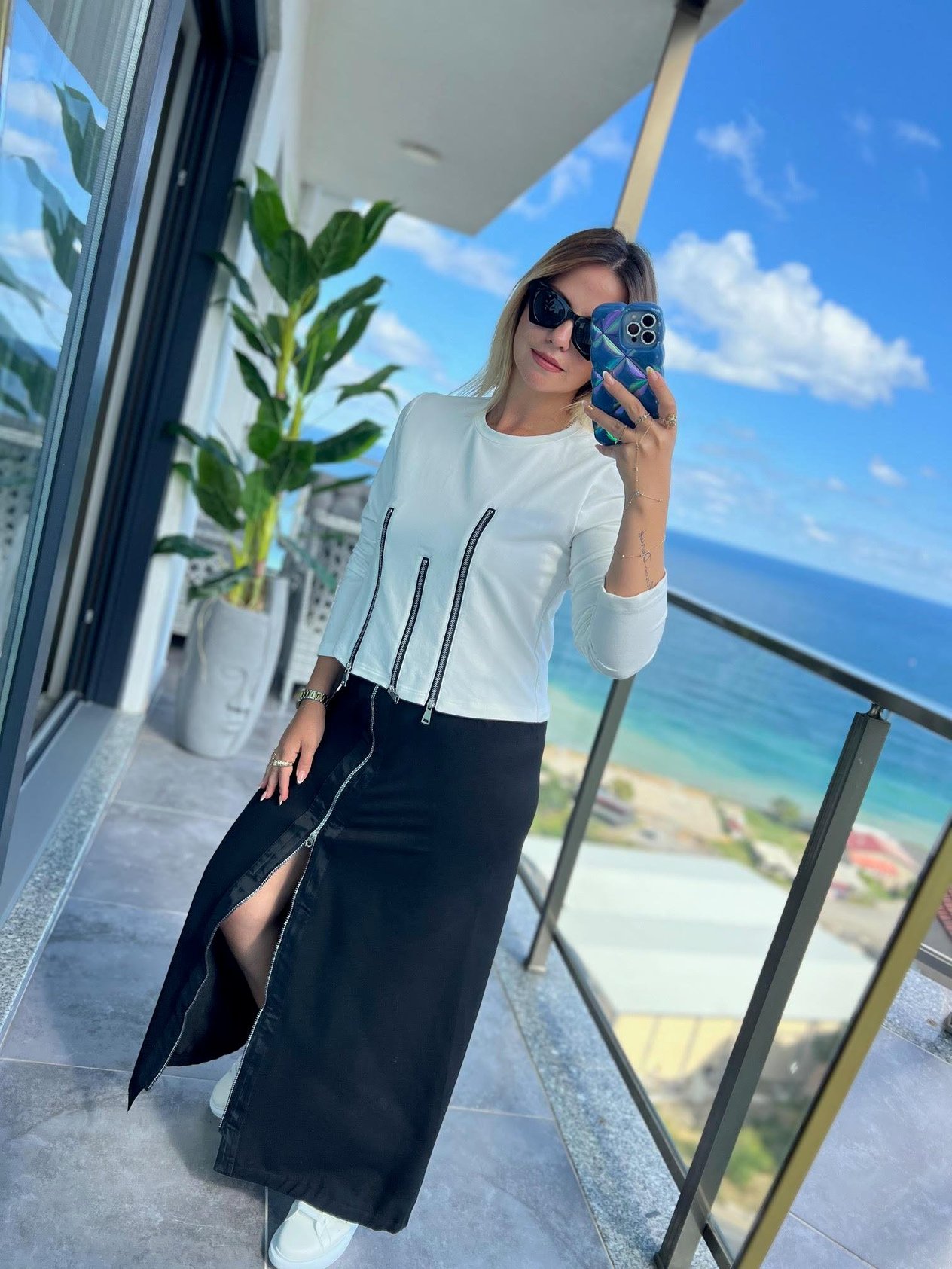 883 Fermuarlı sweat BEYAZ