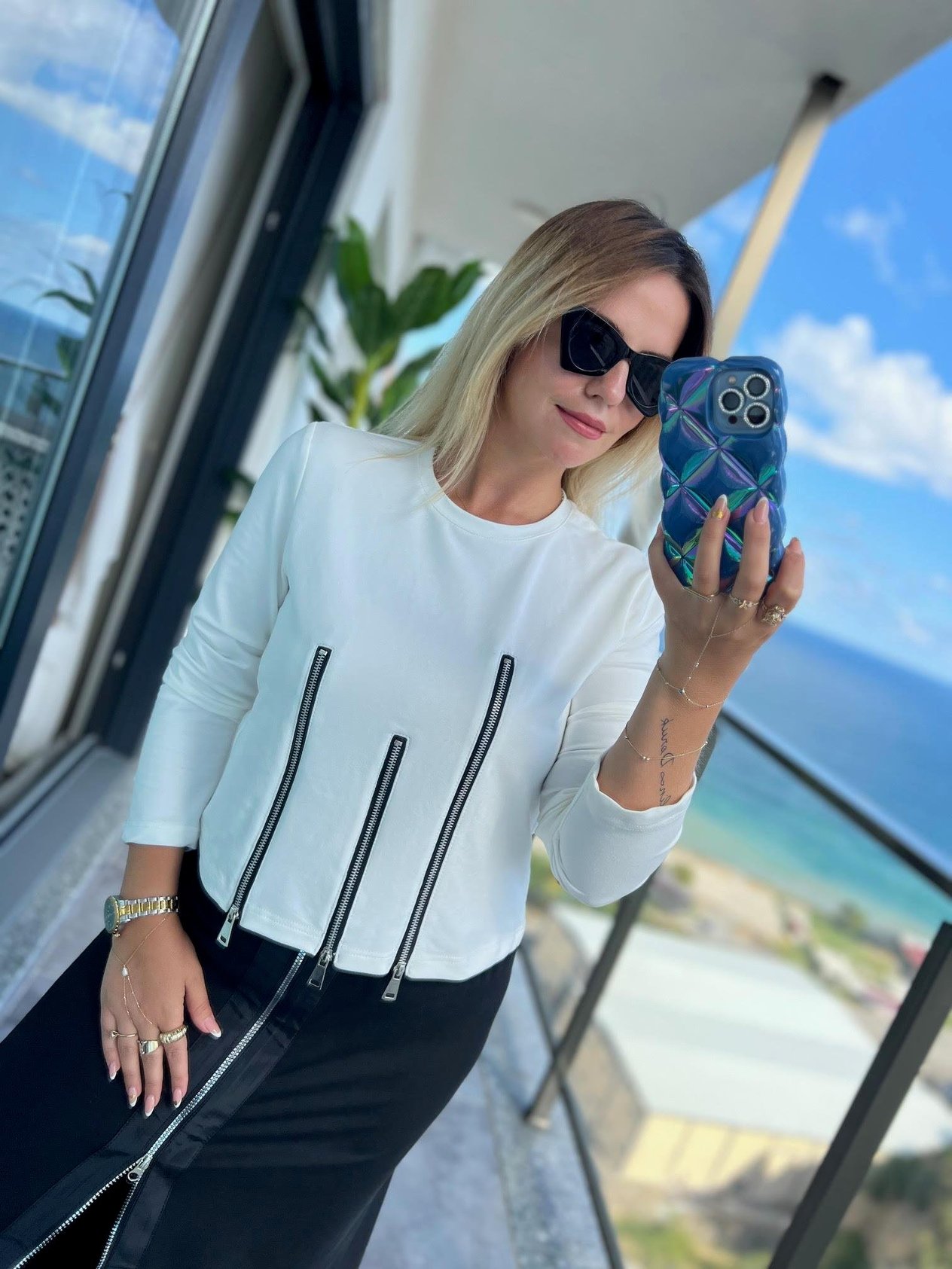 883 Fermuarlı sweat BEYAZ