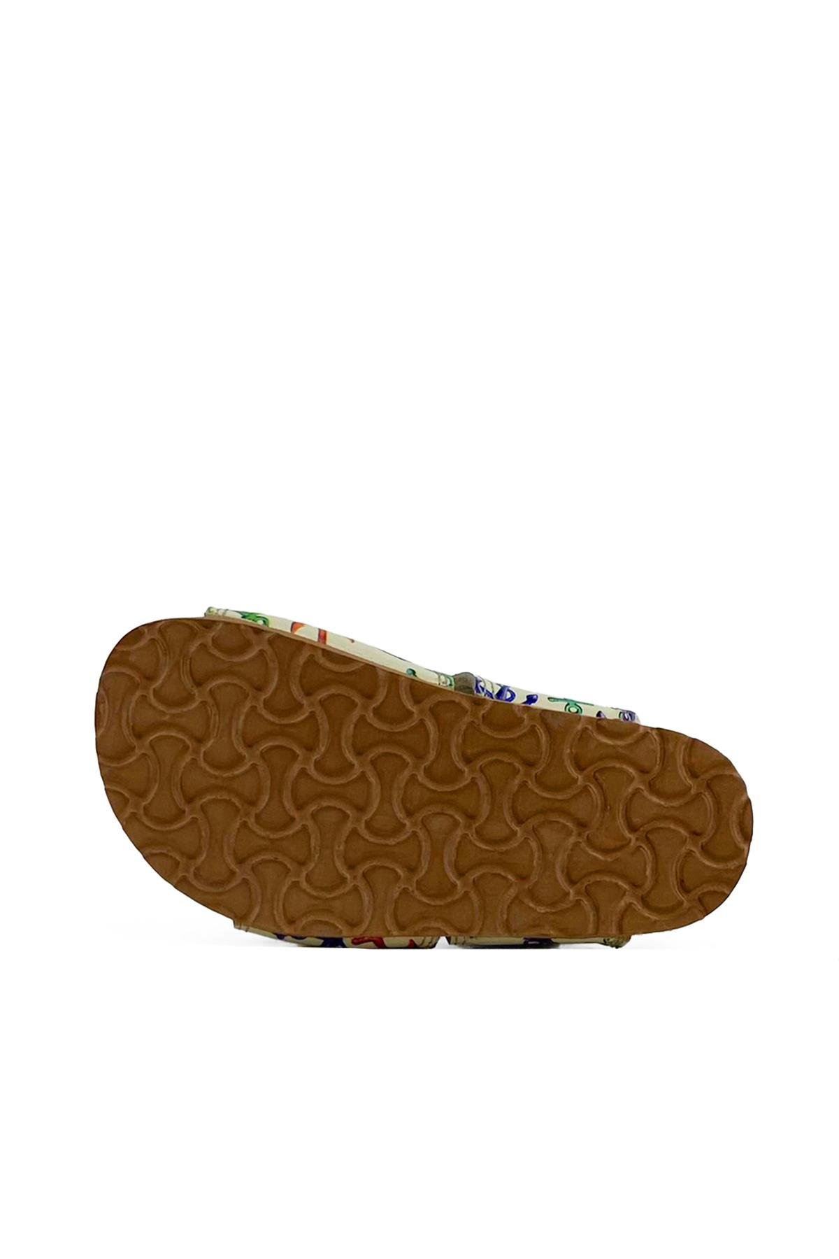 Hakiki Deri Krem Çapa Desenli Erkek Çocuk Sandalet